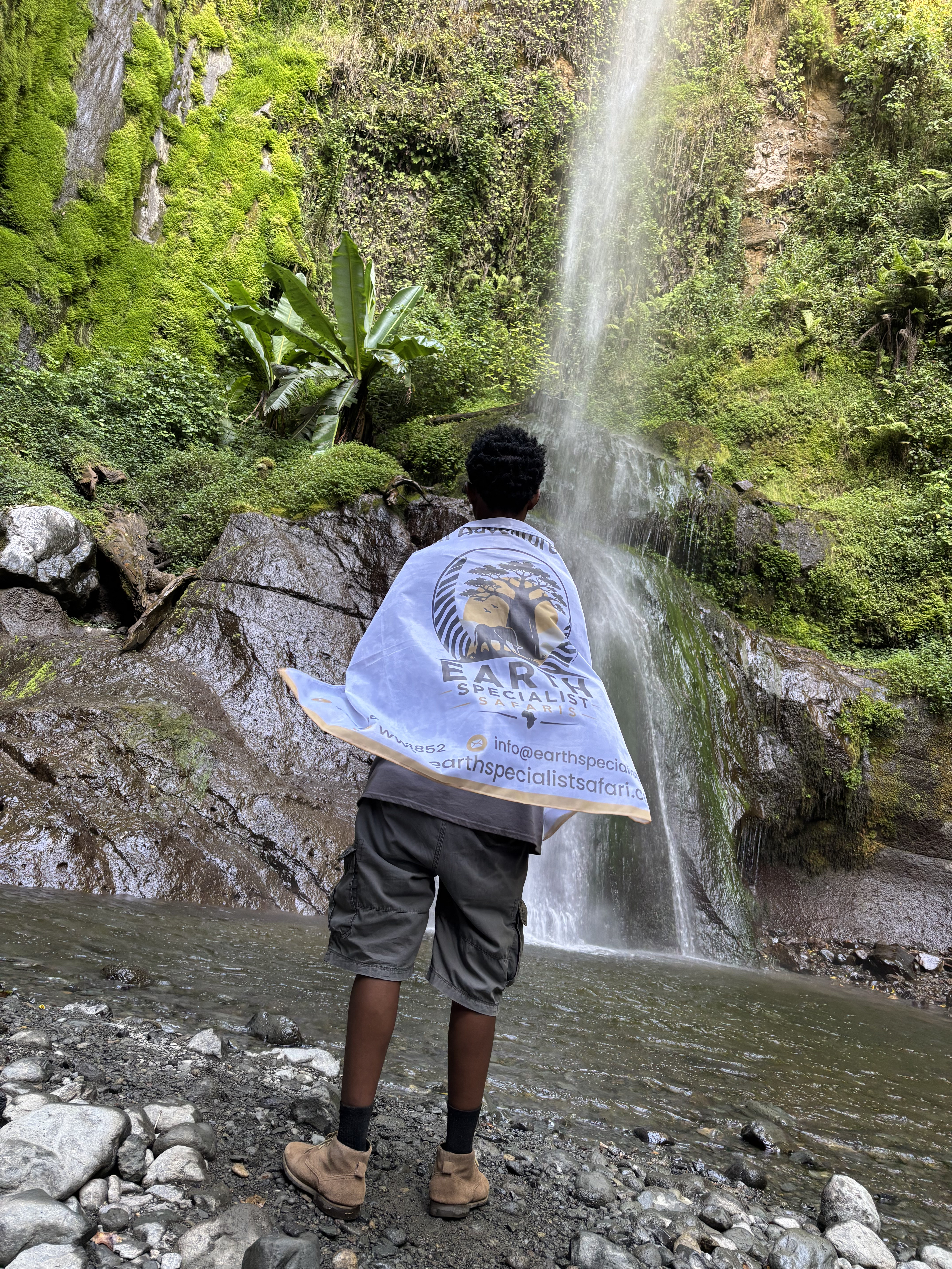 Specialist Guide with Safari Cape at Materuni Waterfalls